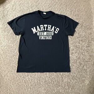 Martha’s Vineyard Navy Blue Oversized Preppy Tee XL East Coast Summer